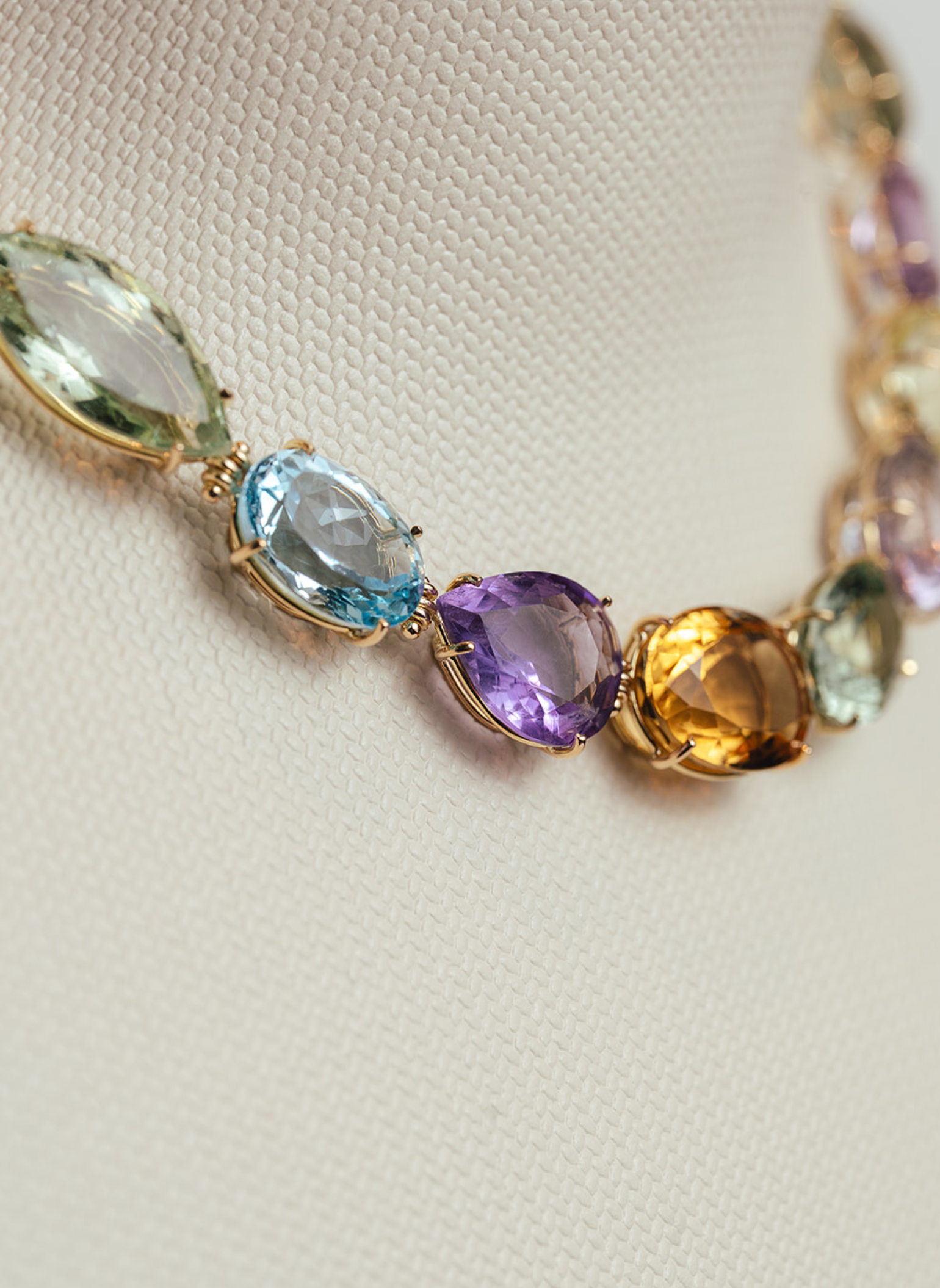 Halskette Dream Big Citrin, Blautopas, Amethyst und Prasiolith