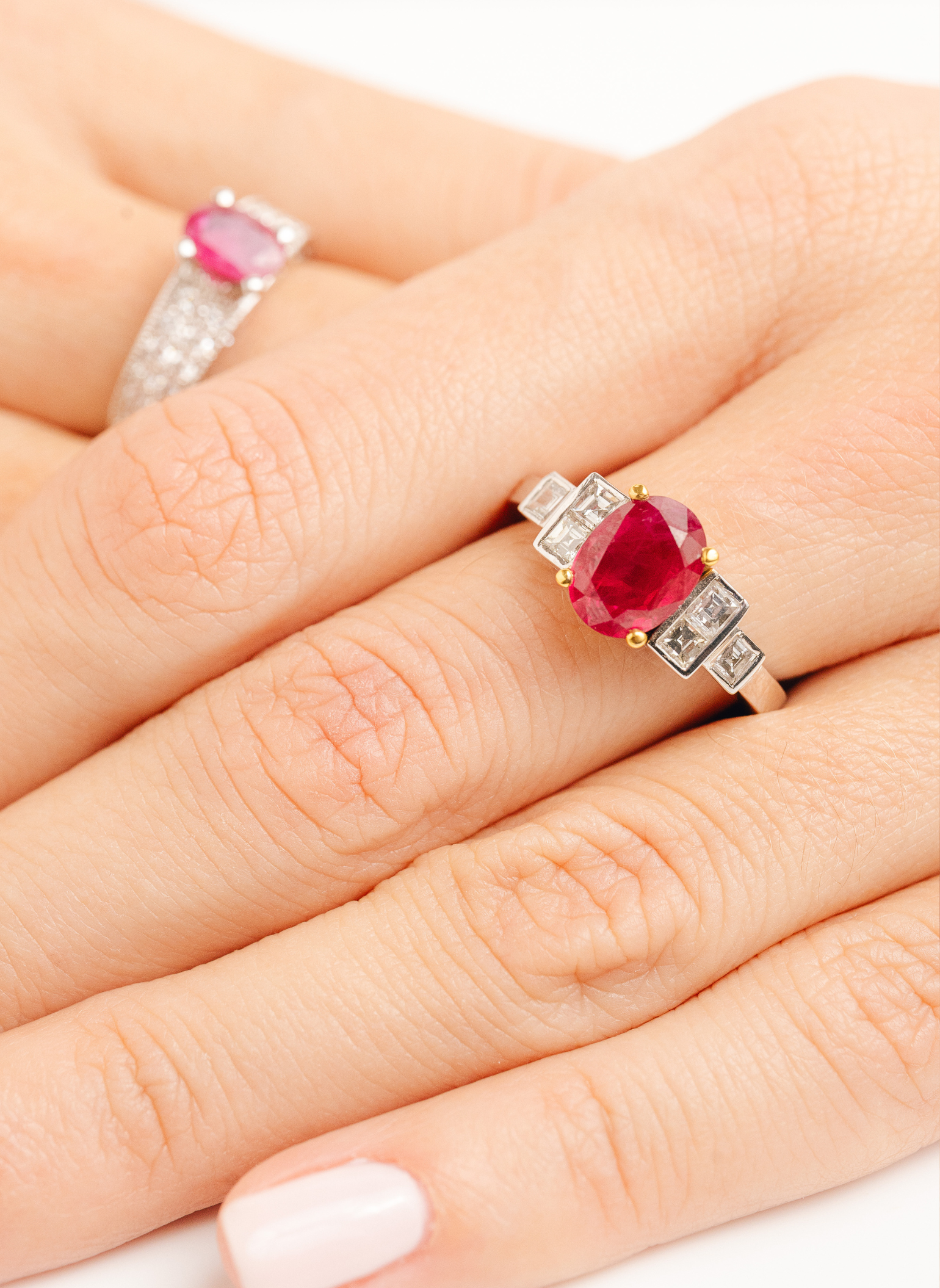 Anillo Rubí y  Diamantes Princesa
