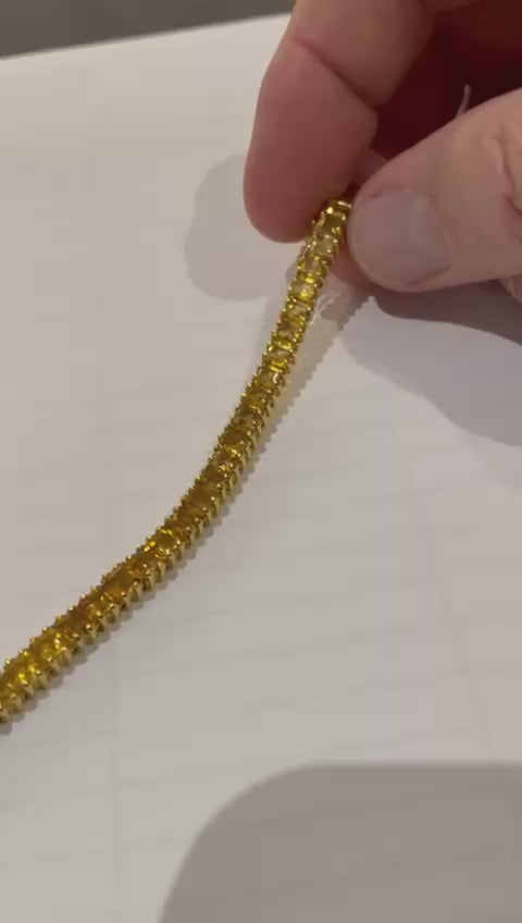 Rivière-Armband mit gelben Topasen im Prinzessschliff